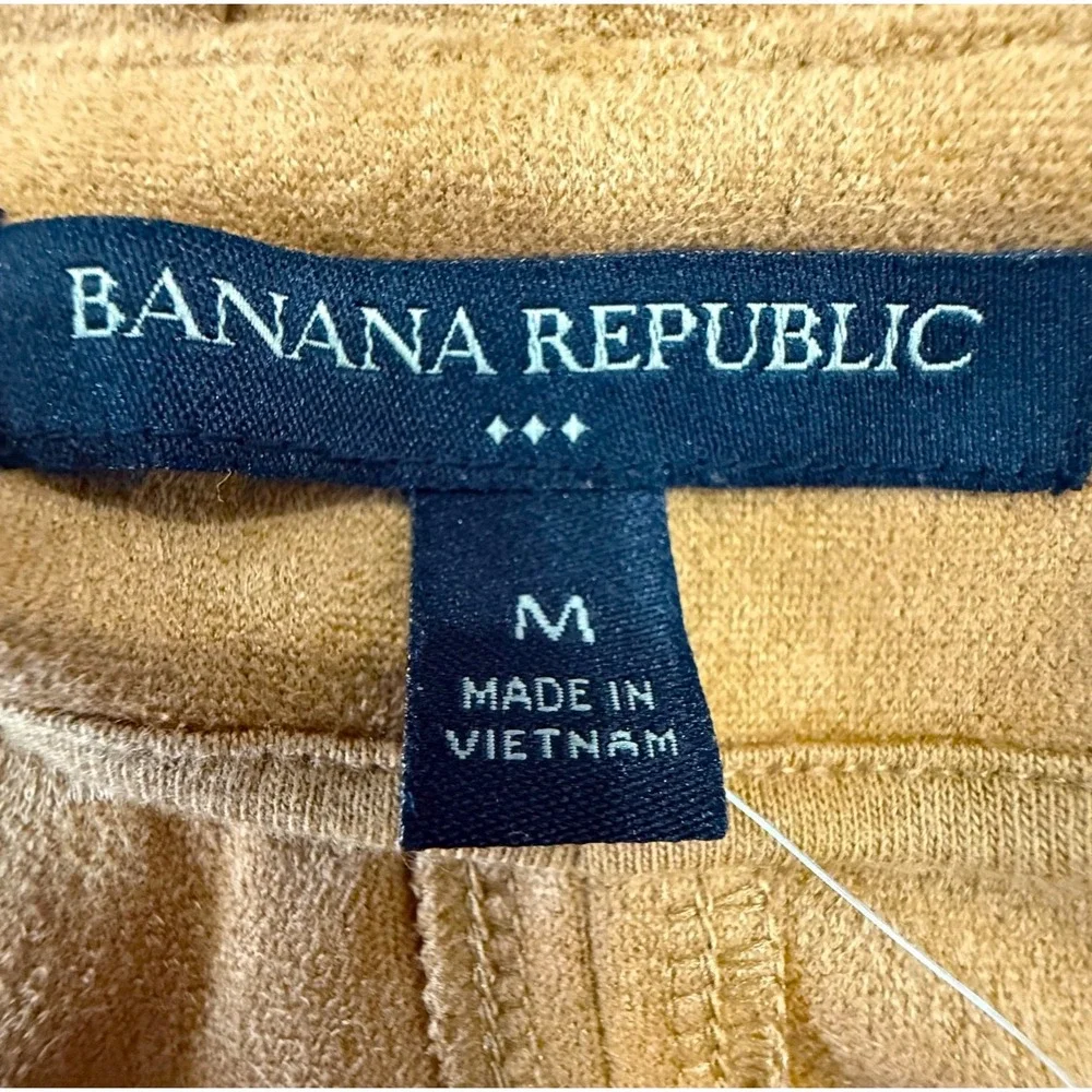 Banana Republic Womens Top M NWT Vegan Suede Office Brown Minimalist Belted Soft - Picture 4 of 8